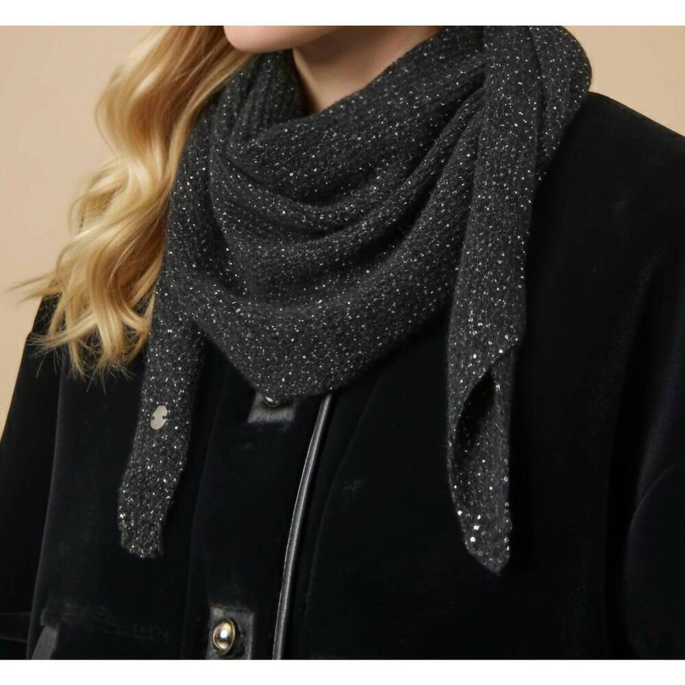 NEW JOSEPH RIBKOFF sequined knit scarf in black silver